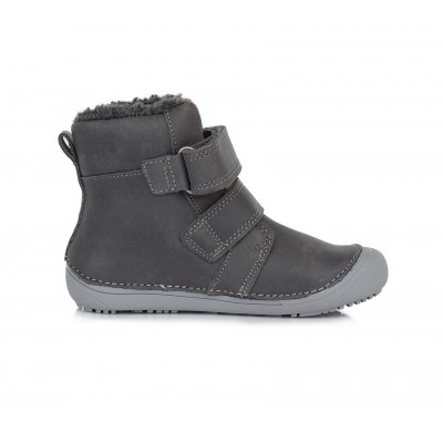 D.D. step chlapčenská detská celokožená zimná obuv Barefoot W063-968 Grey